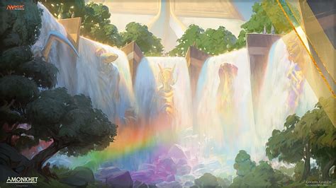 Magic: the gathering, landscape, rainbow, waterfall, Games, HD ...