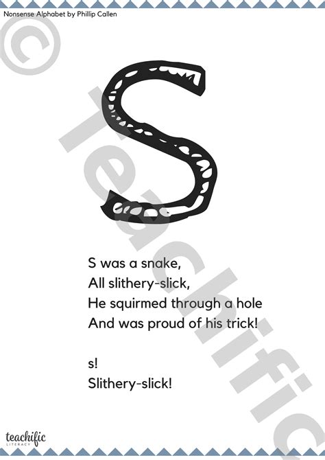 Poems: S Was a Snake - Nonsense Alphabet, K-3 | Teachific