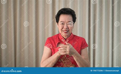 Happy Asian Senior Elder Woman Chinese New Year Red Envelop in Costume Traditional Stock Photo ...