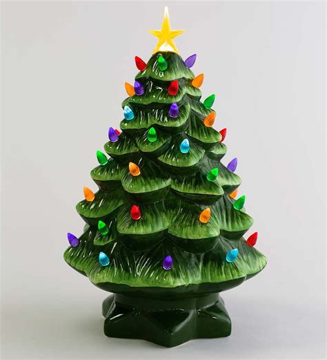 14" Indoor / Outdoor Lighted Ceramic Christmas Tree - Walmart.com