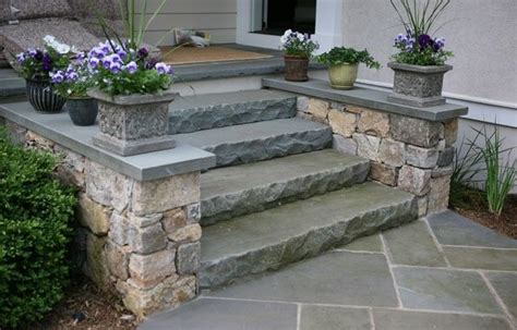 Pin by Rosa F. on Curb Appeal | Patio stairs, Exterior stairs, Bluestone patio