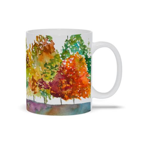 Autumn Trees Coffee Mugs With Colorful Fall Foliage Hot Chocolate ...