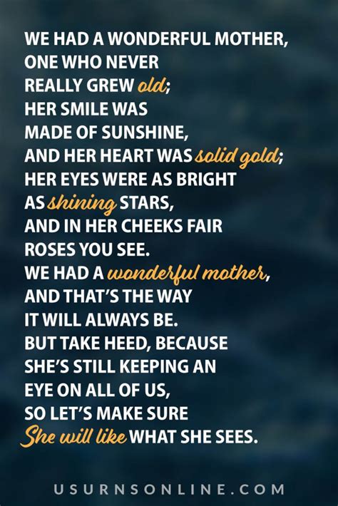 40 Most Beautiful Funeral Poems for Mom (In Loving Memory) » US Urns Online