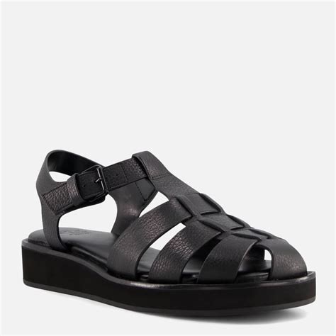 Dune Women's Loch Leather Fisherman Sandals - Black | Worldwide Delivery | Allsole