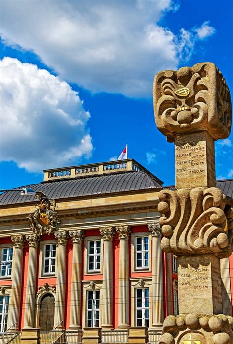 Potsdam, Germany - Art in Public Space in Potsdam`s City Center - Ornamental Post Mile Pillar in ...