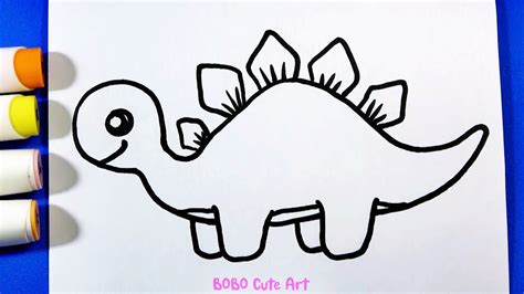 How to Draw a Cute Dinosaur step by step | BOBO Cute Art - YouTube