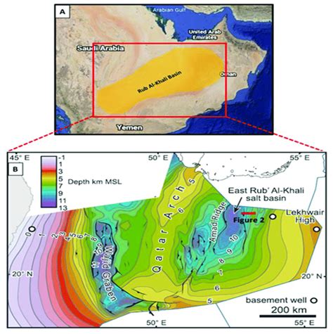 (A) Satellite image showing the location of the Rub' Al-Khali basin ...