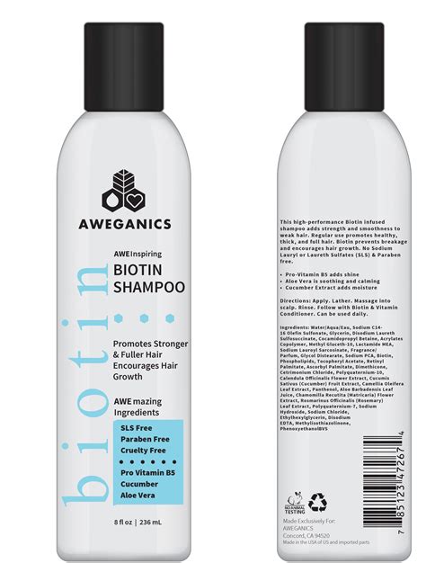 Aweganics Biotin Hair Growth Shampoo, AWE Inspiring Thickening Shampoo ...