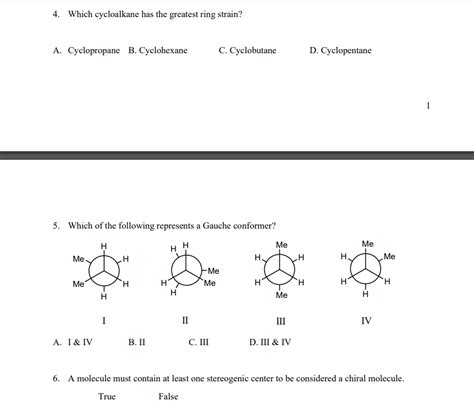 Solved PLEASE HELP QUICKLY4) Which cycloalkane has the | Chegg.com