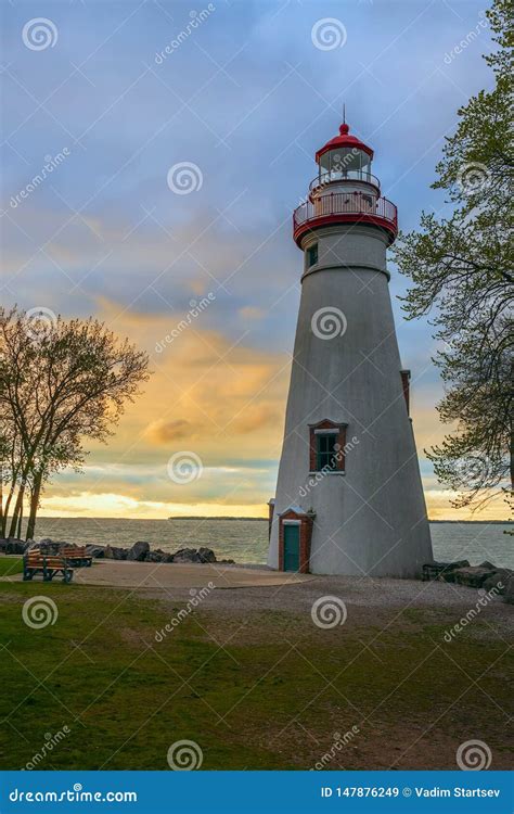 Marblehead Lighthouse at Sunset.Marblehead.Ohio.USA Stock Image - Image ...