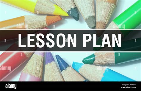 Lesson plan concept banner with texture from colorful items of ...