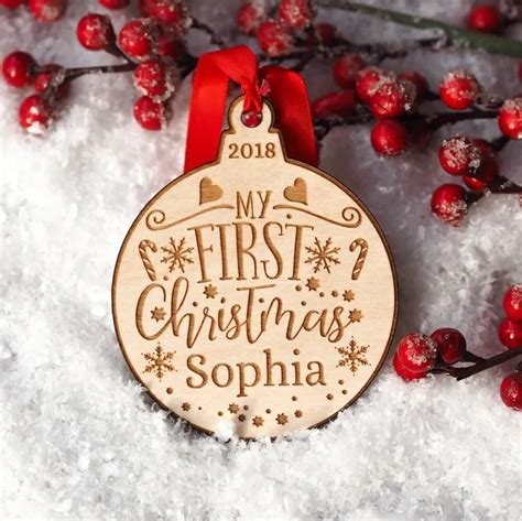 Personalized Babys First Christmas Ornament My First Christmas Ornament Newborn Christmas -in ...