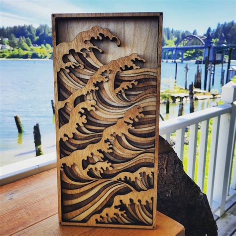 Ocean Waves Wood Sculpture / Tsunami Wave / Hanging Wall Art - Etsy