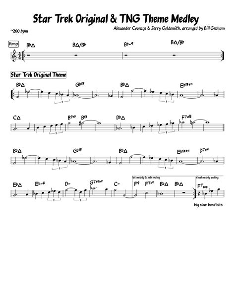 Star Trek Original & TNG Theme Medley (leadsheet) sheet music for Piano ...