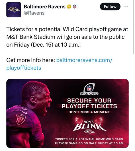 Tickets for a potential Wild Card playoff game at M&T Bank Stadium will ...