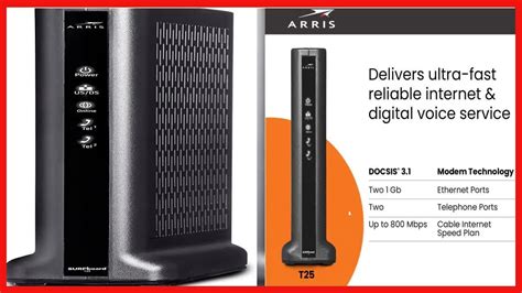 ARRIS SURFboard T25 DOCSIS 3.1 Gigabit Cable Modem | Comcast Xfinity Internet & Voice | Two 1 ...