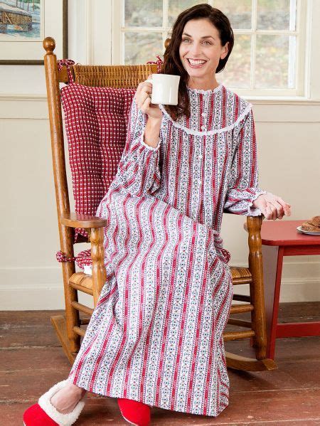 Lanz Classic Tyrolean Cotton Flannel Nightgown, 54 Inch