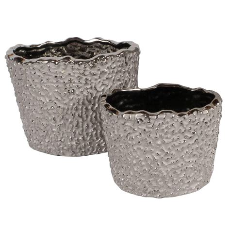 Pair of Organic Modern Handmade Ceramic Orchid Pots in White Gold at 1stDibs