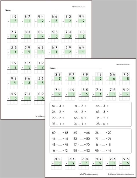 Subtraction Worksheets for 2nd Graders - Free with No Login ...