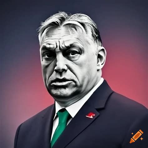 Viktor orban standing in front of russian flag on Craiyon