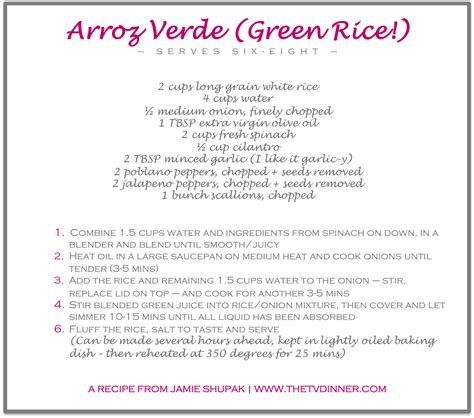 RECIPE arroz verde | TV Dinner -- healthy recipes for RA by Jamie Stelter