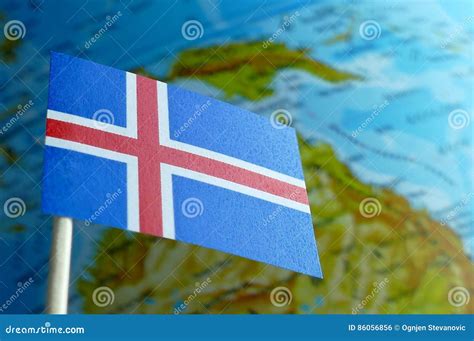 Iceland Flag with a Globe Map As a Background Stock Photo - Image of macro, collection: 86056856