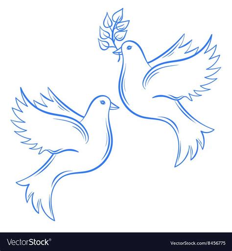 Vector Doves. Hand drawn Dove of Peace illustration and dove with olive branch. Hand drawn ...