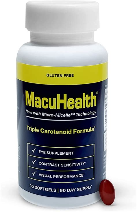 MacuHealth Triple Carotenoid Formula for Adults - Eye Vitamins Lutein and Zeaxanthin, Meso ...