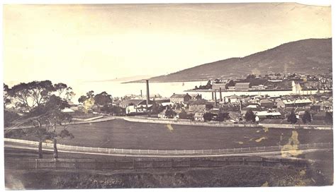 Hobart waterfront from old Quarry on Queen's Domain, Tasmania in 1870 ...