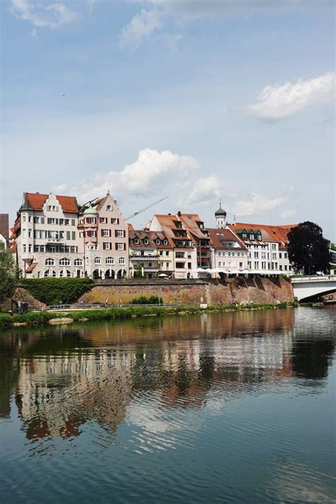 The Riverside of the Danube River in Ulm, Germany Stock Photo - Image ...