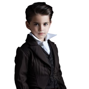 Handsome Little Boy In Dracula Costume Standing Against Old Wooden Wall, Halloween Concept ...