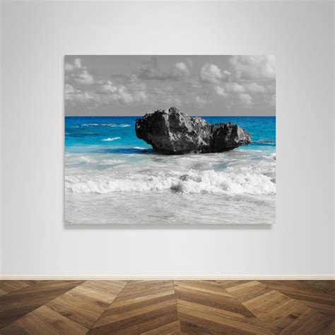 Black and White Color Splash Photography Print, Boulder Coastal Print ...