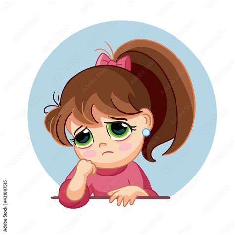 Sad Face Girl Cartoon