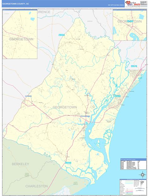 Georgetown County, SC Zip Code Wall Map Basic Style by MarketMAPS - MapSales