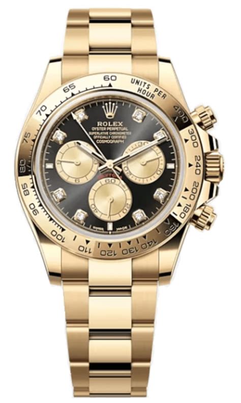 Rolex Cosmograph Daytona Yellow Gold Black and Golden Diamond-Set Dial ...