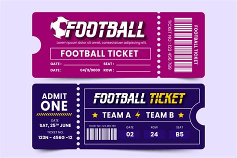 Football tournament sport event ticket design template simple and ...