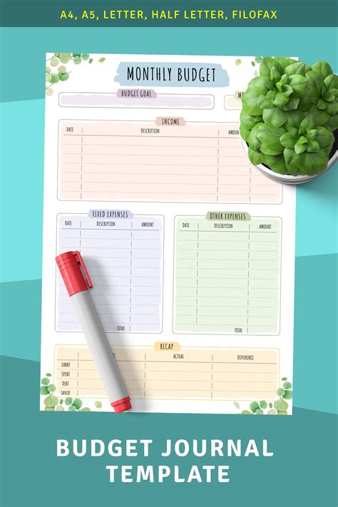 Make paying bills fun with this Budget Journal Template. Life is ...