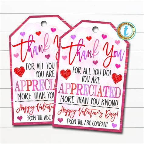 Valentine's Day Thank You Gift Tags | TidyLady Printables