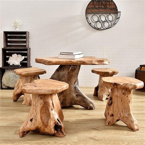 14-Inch Tall Live Edge Organic Cedar Stump Stool | Wood table, Wooden ...