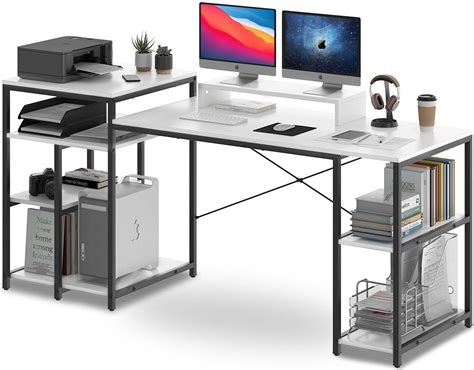 Buy Computer Home Office Desk with Bookshelf Storage Shelves, Large Office Desk Writing Study ...