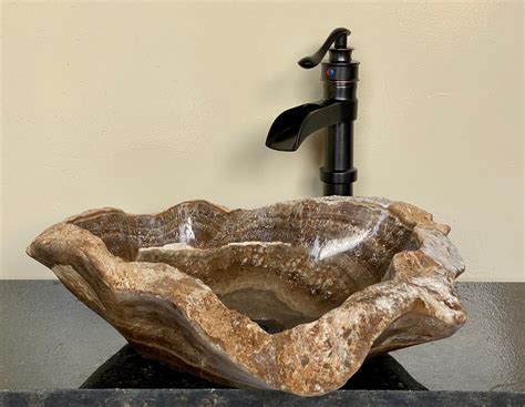 Natural Stone Sink - Onyx Sink - Rustic Travertine Marble - Hand Carved ...