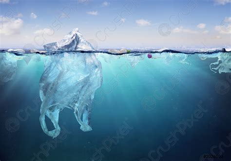 Plastic Pollution In Ocean- Plastic Bag Floating On Sea- Environmental - stock photo 2026093 ...