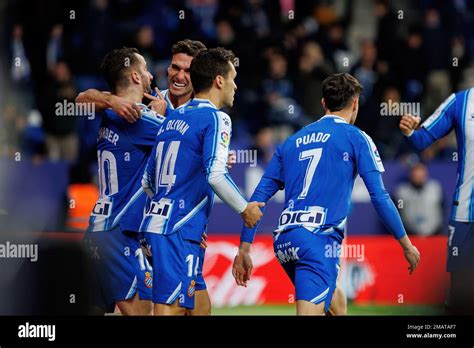 BARCELONA - JAN 7: Espanyol players celebrate a goal at the LaLiga ...