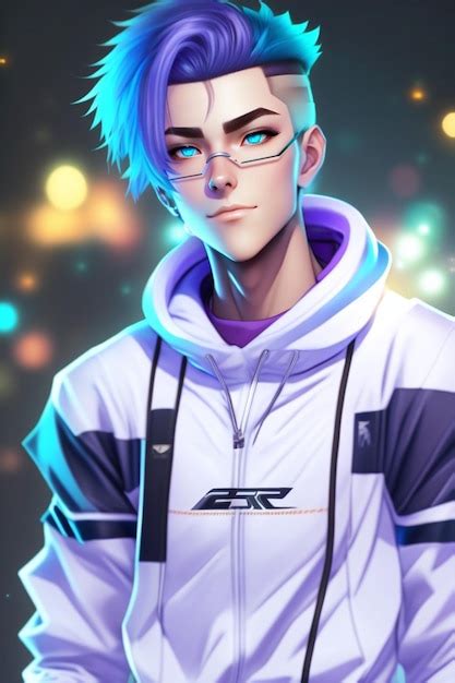 Premium AI Image | Anime boy game character with blue eyes high detailed