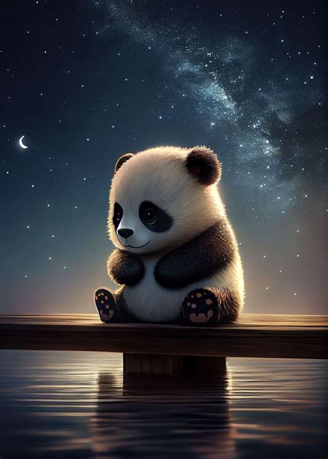 'Panda Bear Galaxy Animal' Poster, picture, metal print, paint by ...