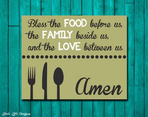 Dinner Blessing. Bless the Food. Family Blessings Wall Decor.