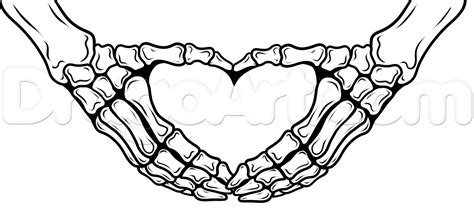 Skeleton Heart Hands Drawing Tutorial, Step by Step, Hands, People ... Skeleton Hands Drawing ...