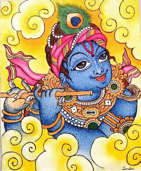 Lord Krishna - Kerala Mural painting (20 x 25 cms) - International ...