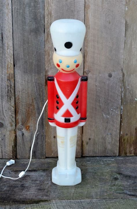 Vintage Toy Soldier Nutcracker Plastic Blow Mold Light Up Yard Ornament Christmas Decoration ...