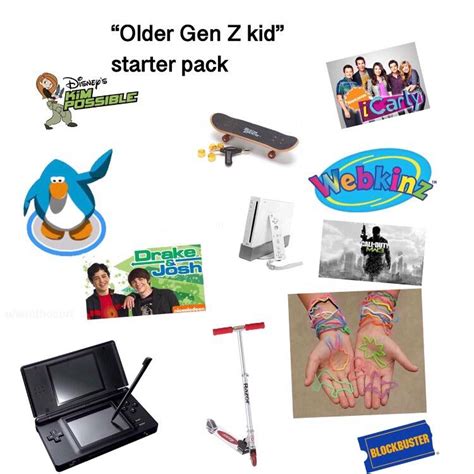 The “Older Gen Z kid” starter pack : starterpacks | Starter pack, 2010s nostalgia, Gen-z